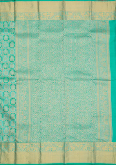 Turquoise Blue Zariwork Pure Silk Saree-Koskii