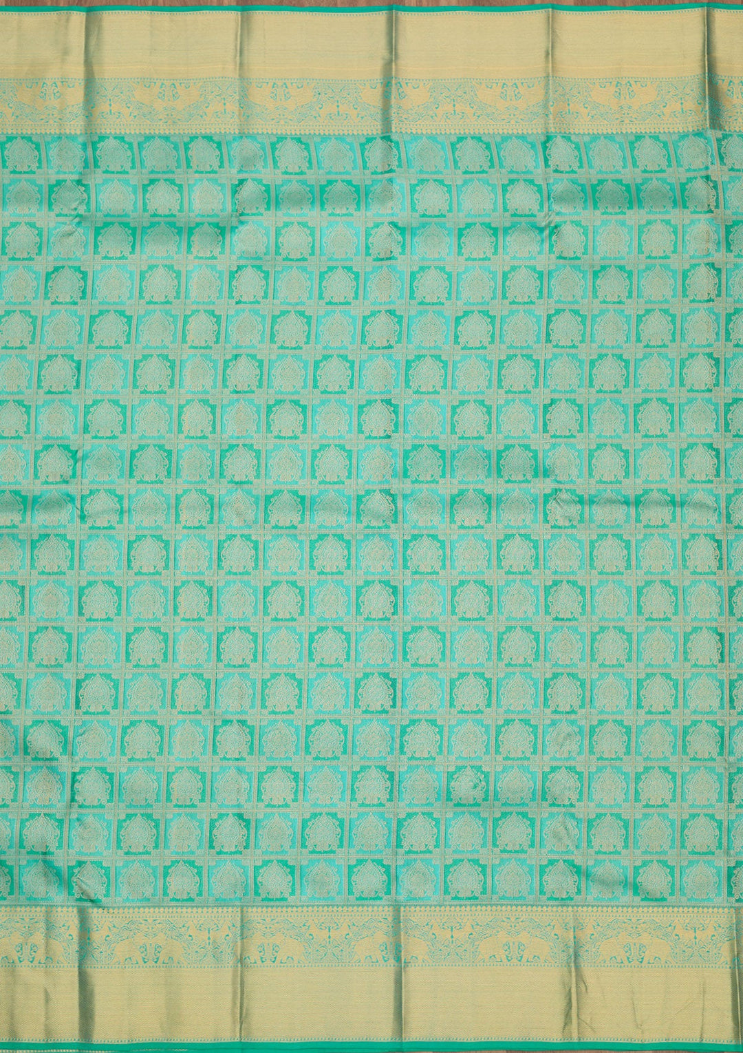 Turquoise Blue Zariwork Pure Silk Saree-Koskii