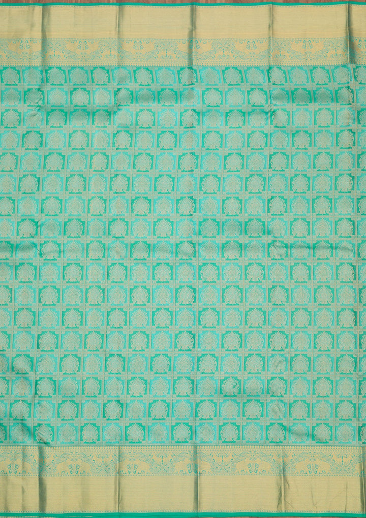 Turquoise Blue Zariwork Pure Silk Saree-Koskii