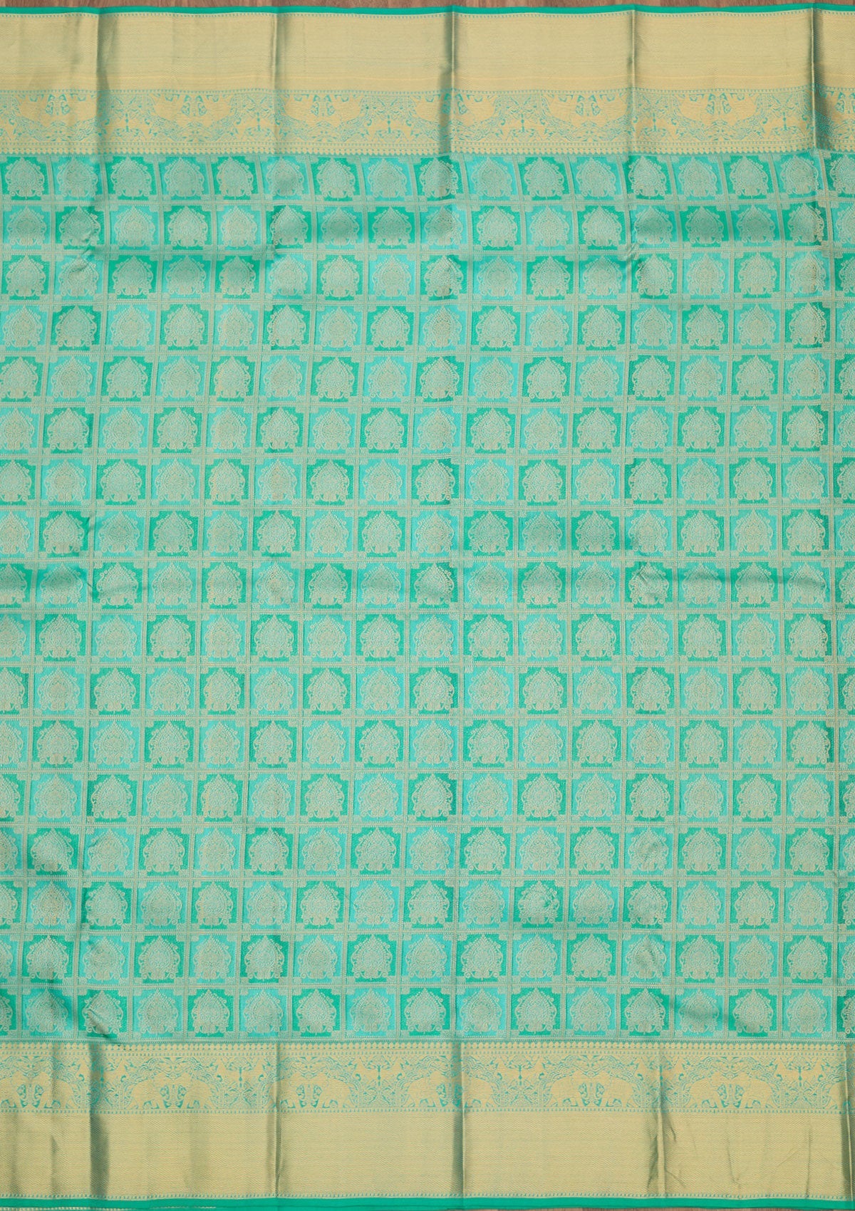 Turquoise Blue Zariwork Pure Silk Saree-Koskii