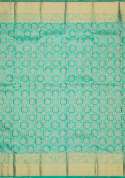 Turquoise Blue Zariwork Pure Silk Saree-Koskii