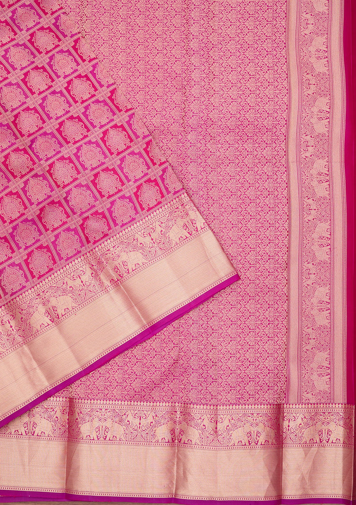 Wine Zariwork (Gold) Pure Silk Saree
