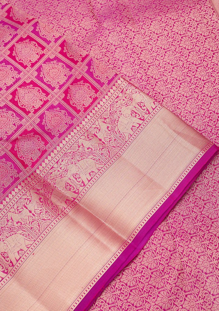 Wine Zariwork (Gold) Pure Silk Saree