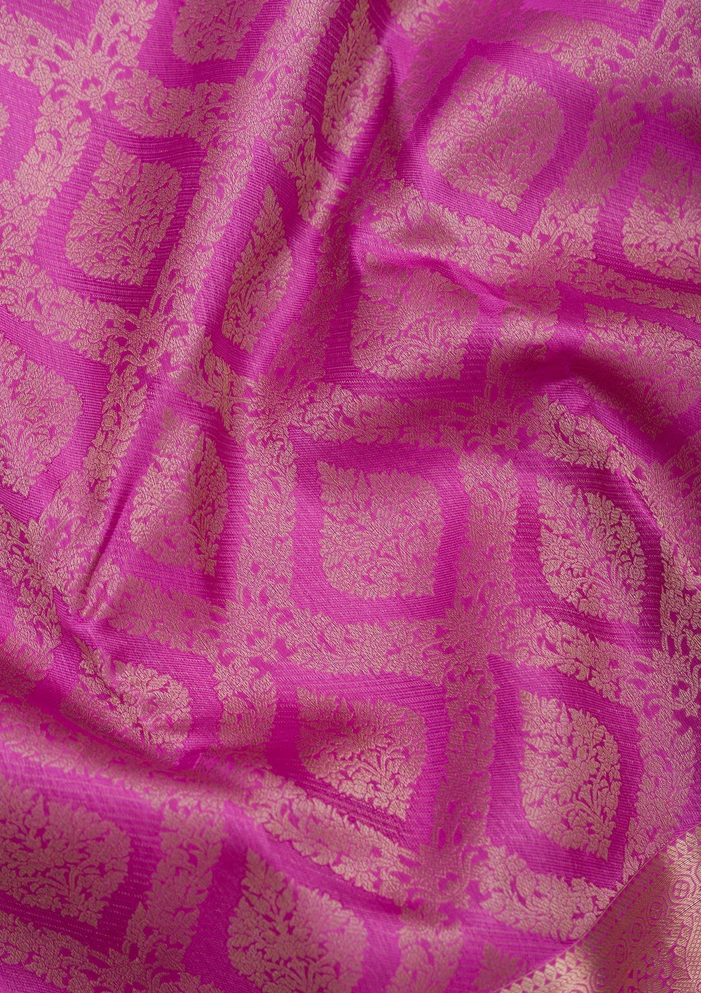 Magenta Pink Zariwork Pure Silk Saree-Koskii
