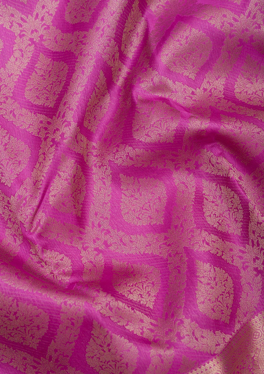 Magenta Pink Zariwork Pure Silk Saree-Koskii