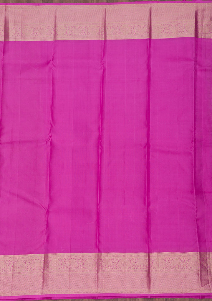 Magenta Pink Zariwork Pure Silk Saree-Koskii