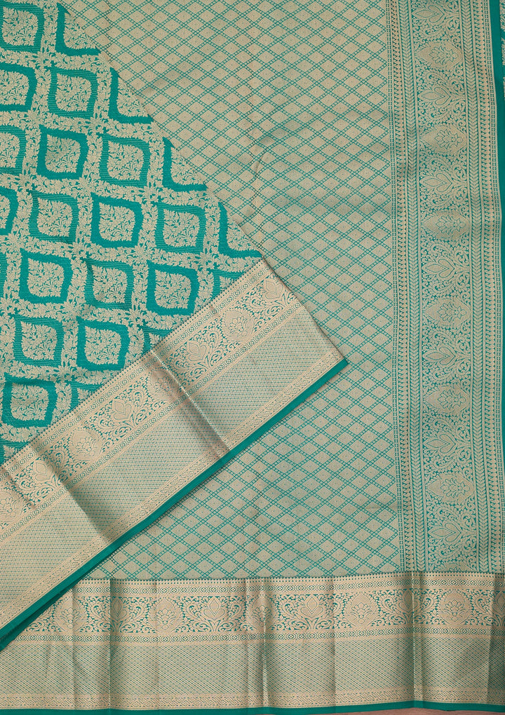 Peacock Green Zariwork (Gold) Pure Silk Saree