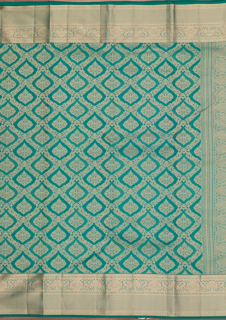 Peacock Green Zariwork (Gold) Pure Silk Saree