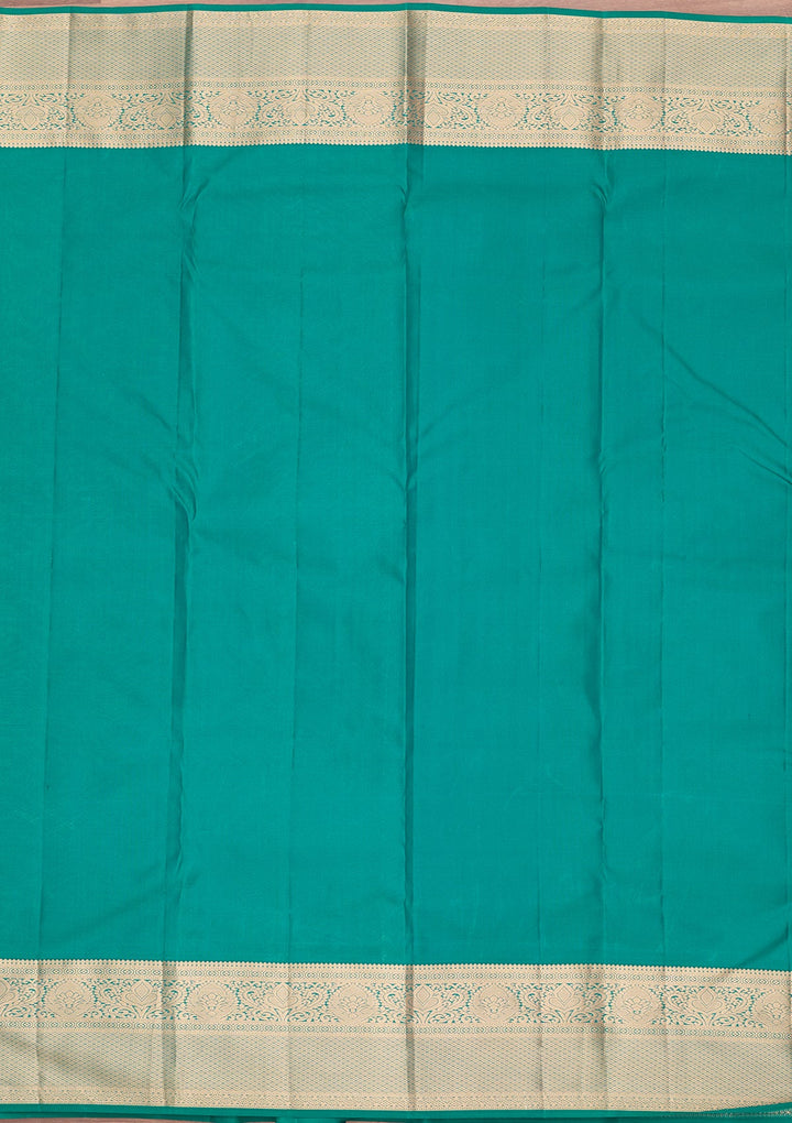 Peacock Green Zariwork (Gold) Pure Silk Saree