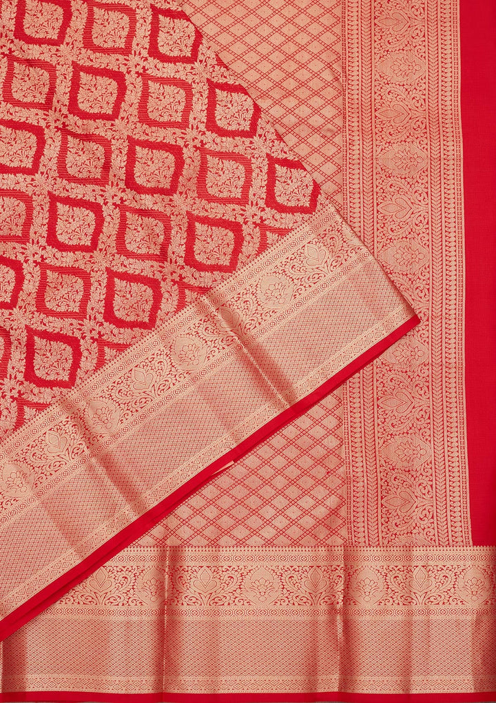 Red Zariwork Pure Silk Saree-koskii