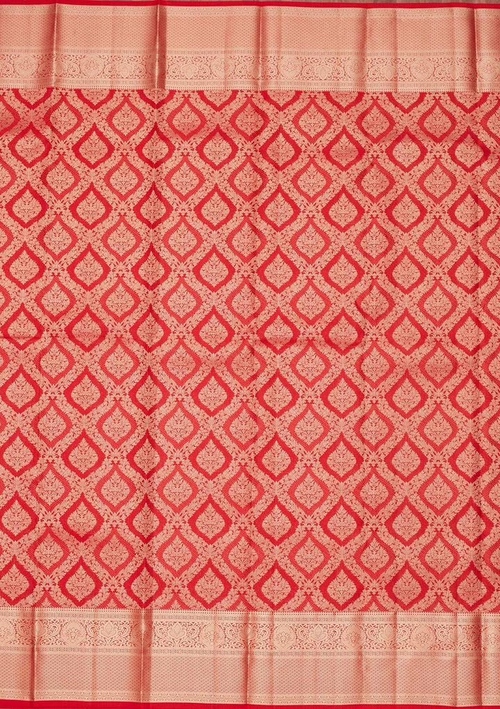 Red Zariwork Pure Silk Saree-koskii