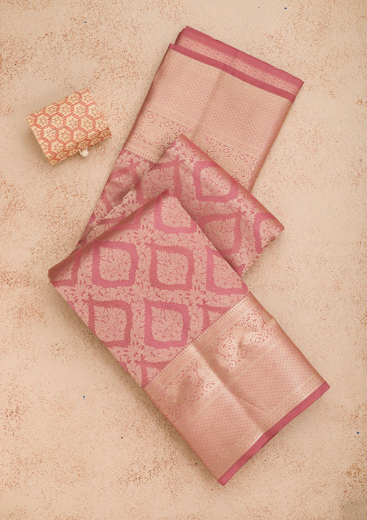 Rust Zariwork Pure Silk Saree-Koskii