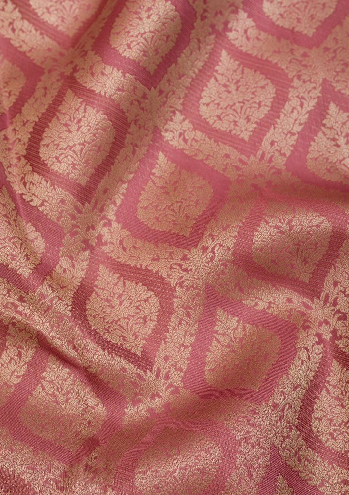 Rust Zariwork Pure Silk Saree-Koskii