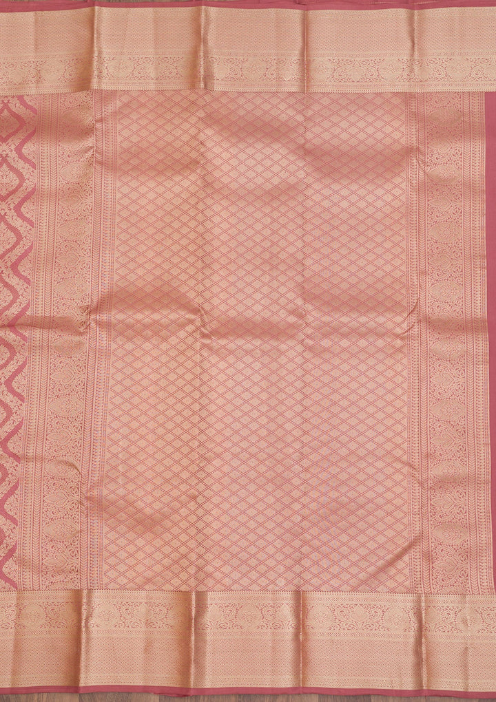 Rust Zariwork Pure Silk Saree-Koskii