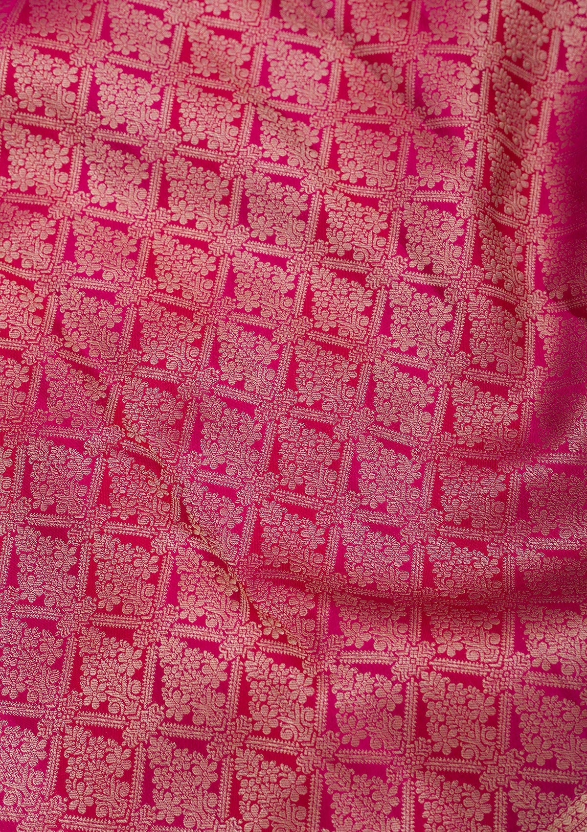 Magenta Pink Zariwork Pure Silk Saree-Koskii