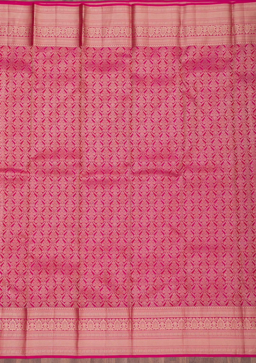 Magenta Pink Zariwork Pure Silk Saree-Koskii