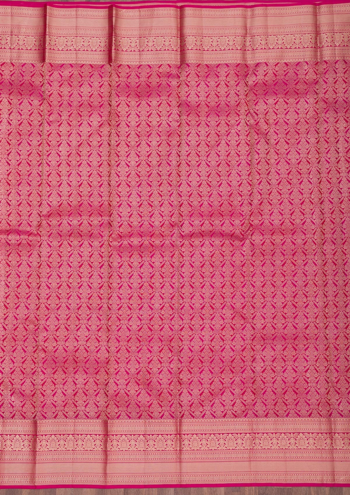 Magenta Pink Zariwork Pure Silk Saree-Koskii