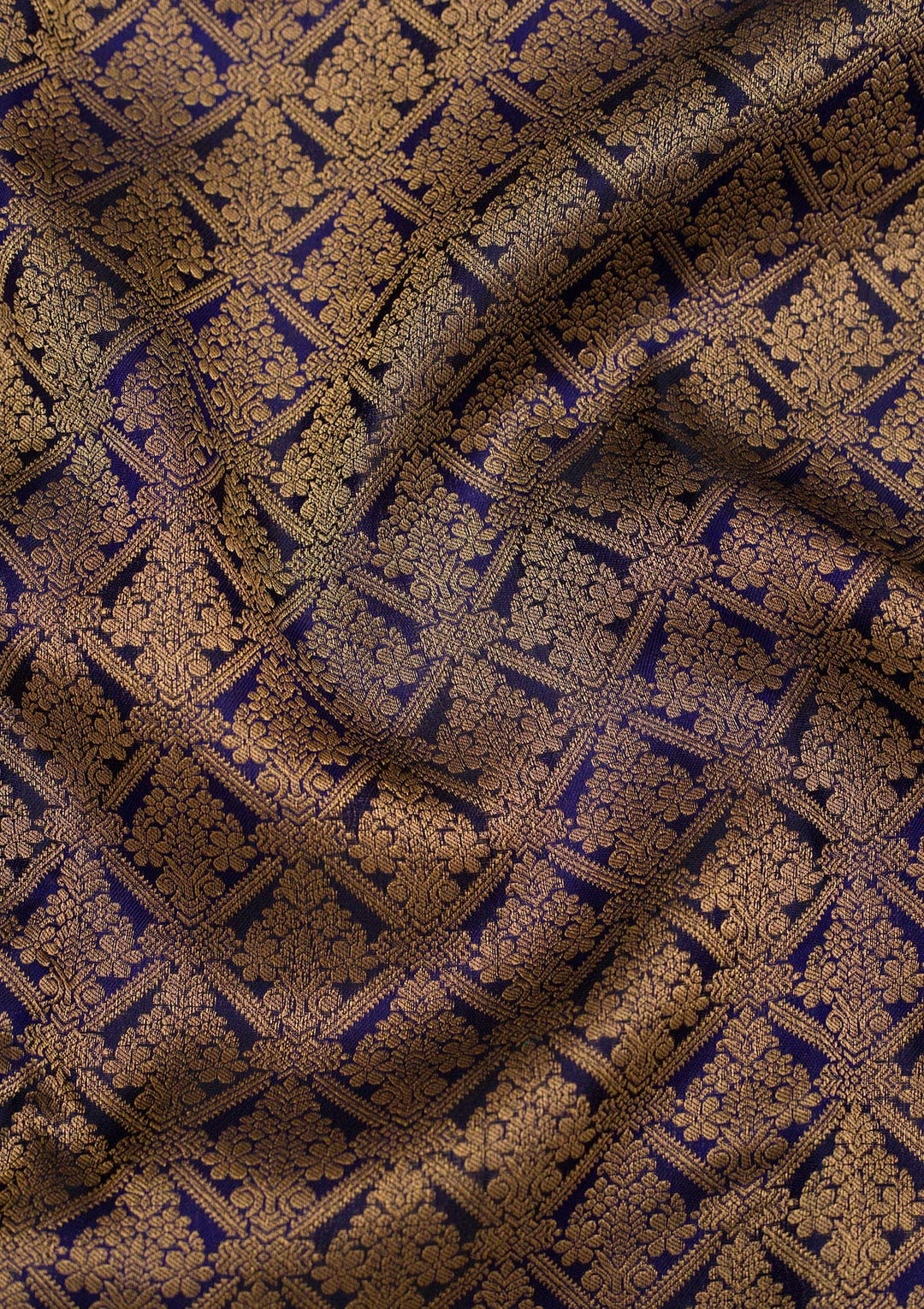 Navy Blue Zariwork Pure Silk Saree-koskii