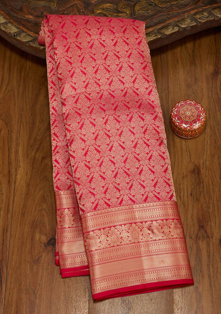 Rani Pink Zariwork (Gold) Silk Silk Saree