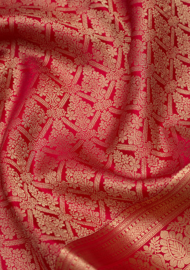 Rani Pink Zariwork (Gold) Silk Silk Saree