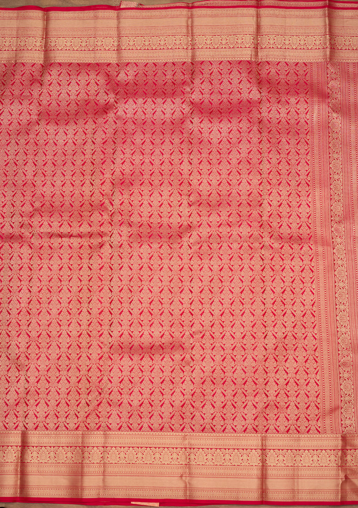 Rani Pink Zariwork (Gold) Silk Silk Saree