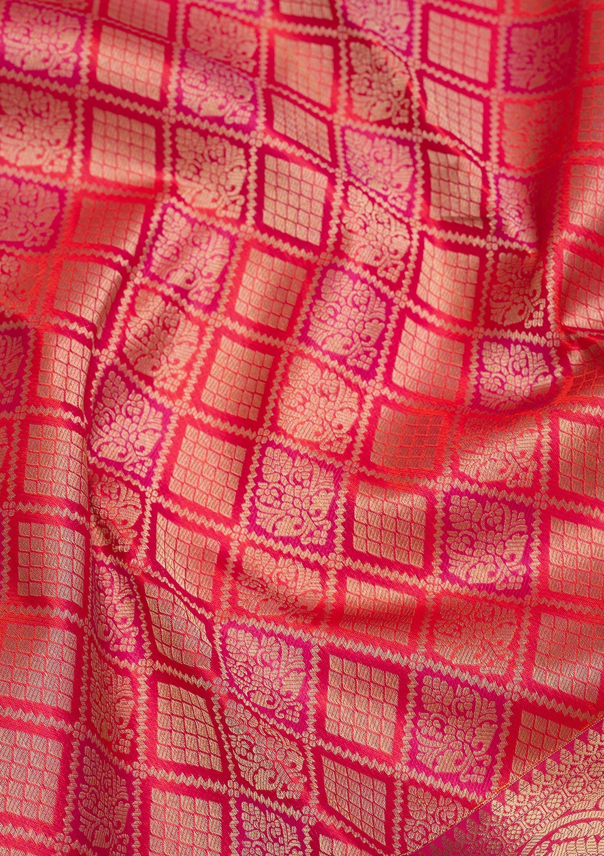 Orange Zariwork Pure Silk Saree-Koskii