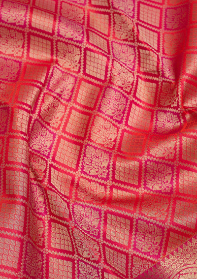 Orange Zariwork Pure Silk Saree-Koskii