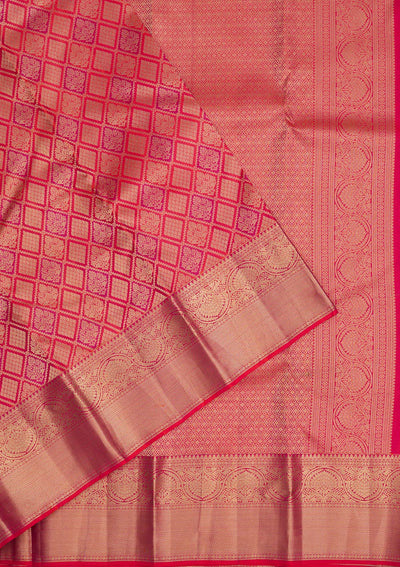 Orange Zariwork Pure Silk Saree-Koskii