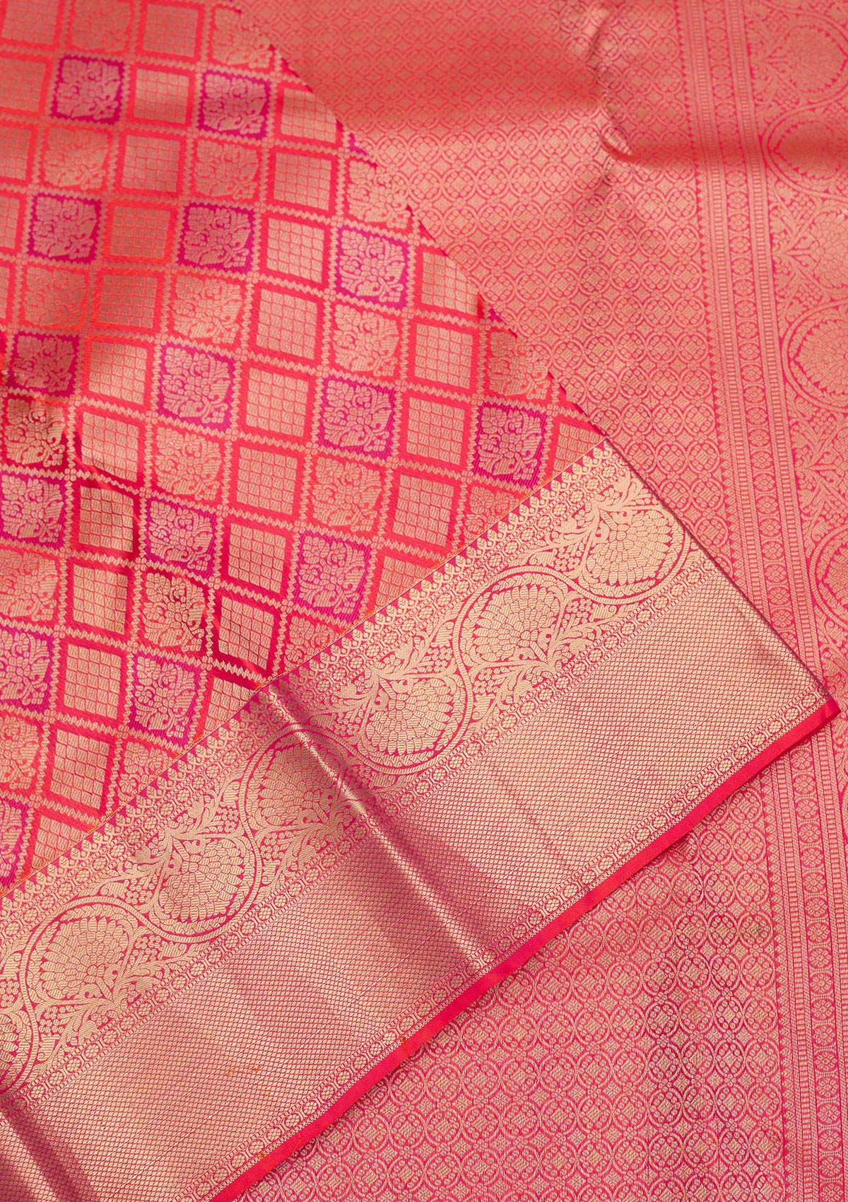 Orange Zariwork Pure Silk Saree-Koskii