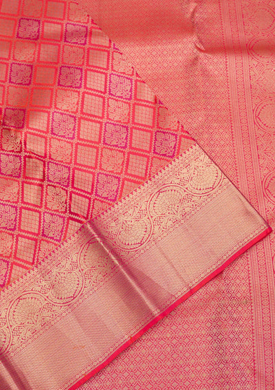 Orange Zariwork Pure Silk Saree-Koskii
