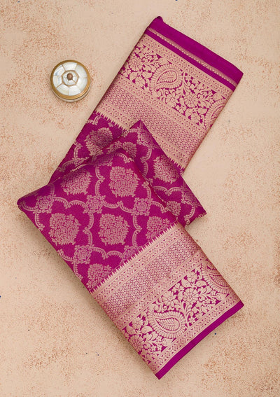 Purple Zariwork Pure Silk Saree-Koskii