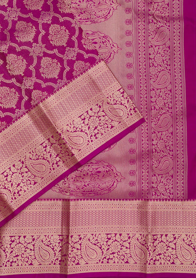 Purple Zariwork Pure Silk Saree-Koskii