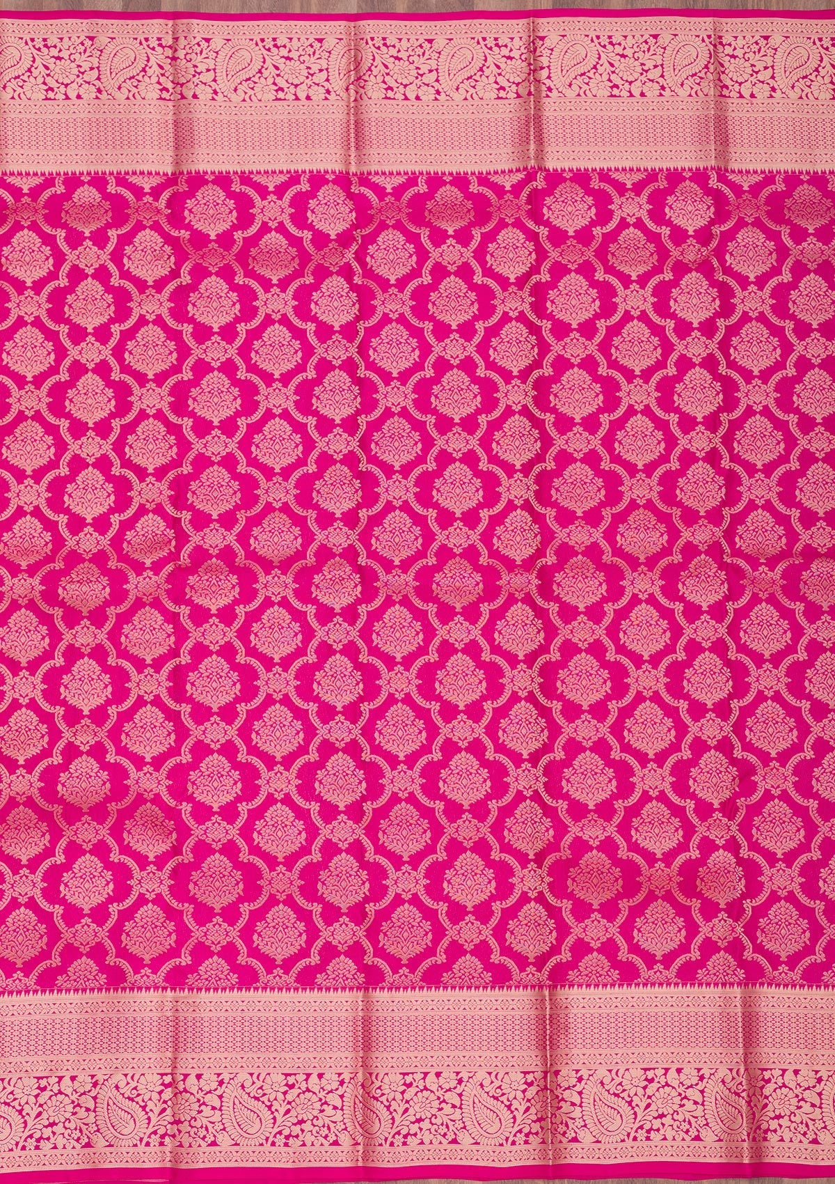 Rani Pink Zariwork Pure Silk Saree-Koskii