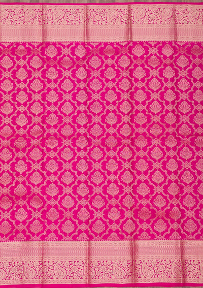 Rani Pink Zariwork Pure Silk Saree-Koskii