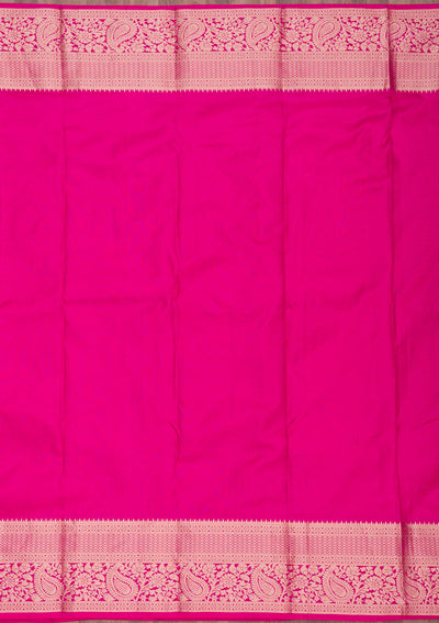 Rani Pink Zariwork Pure Silk Saree-Koskii