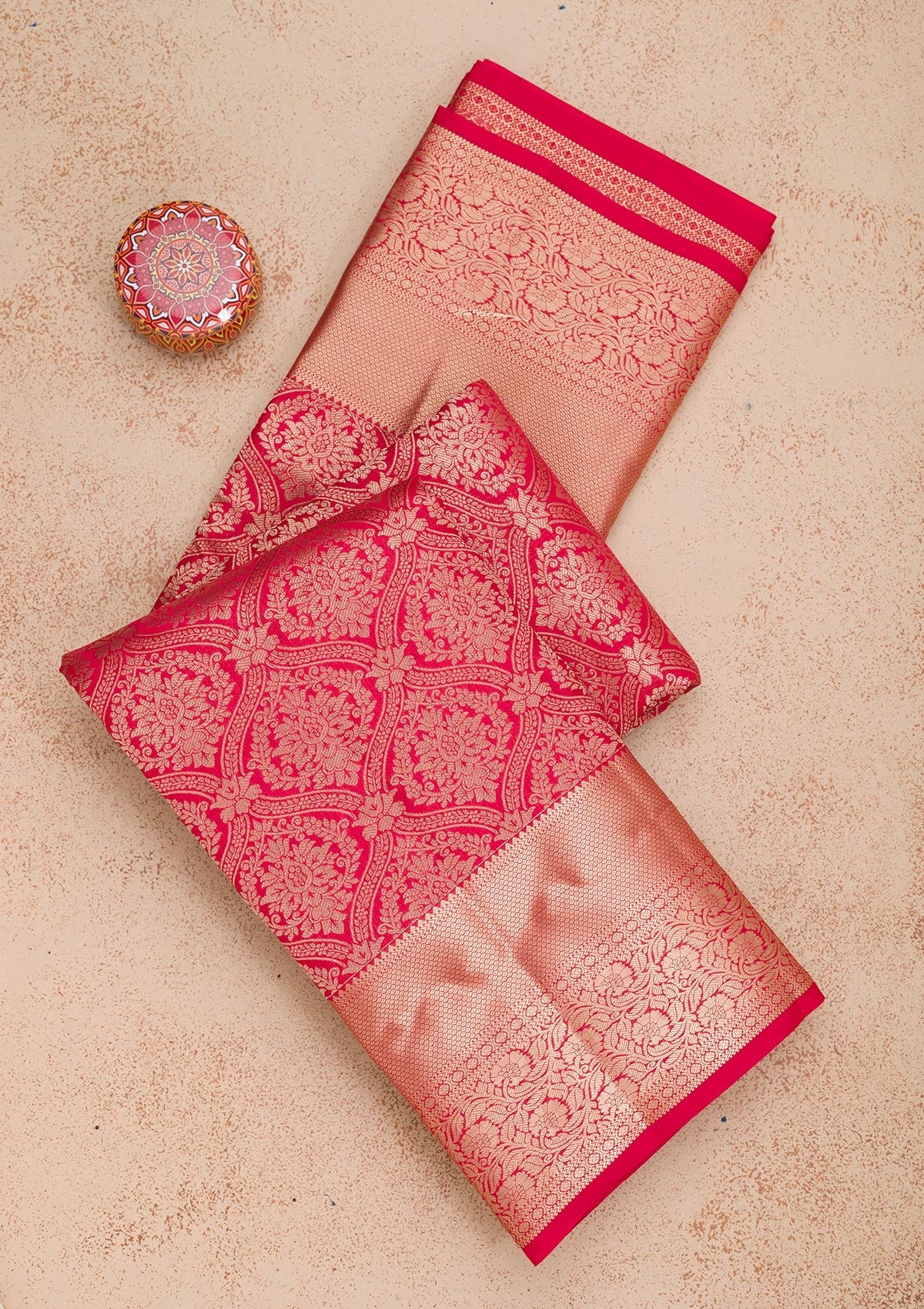 Red Zariwork Pure Silk Saree-Koskii