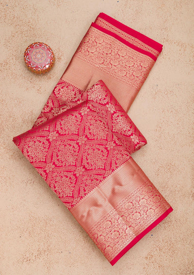 Red Zariwork Pure Silk Saree-Koskii