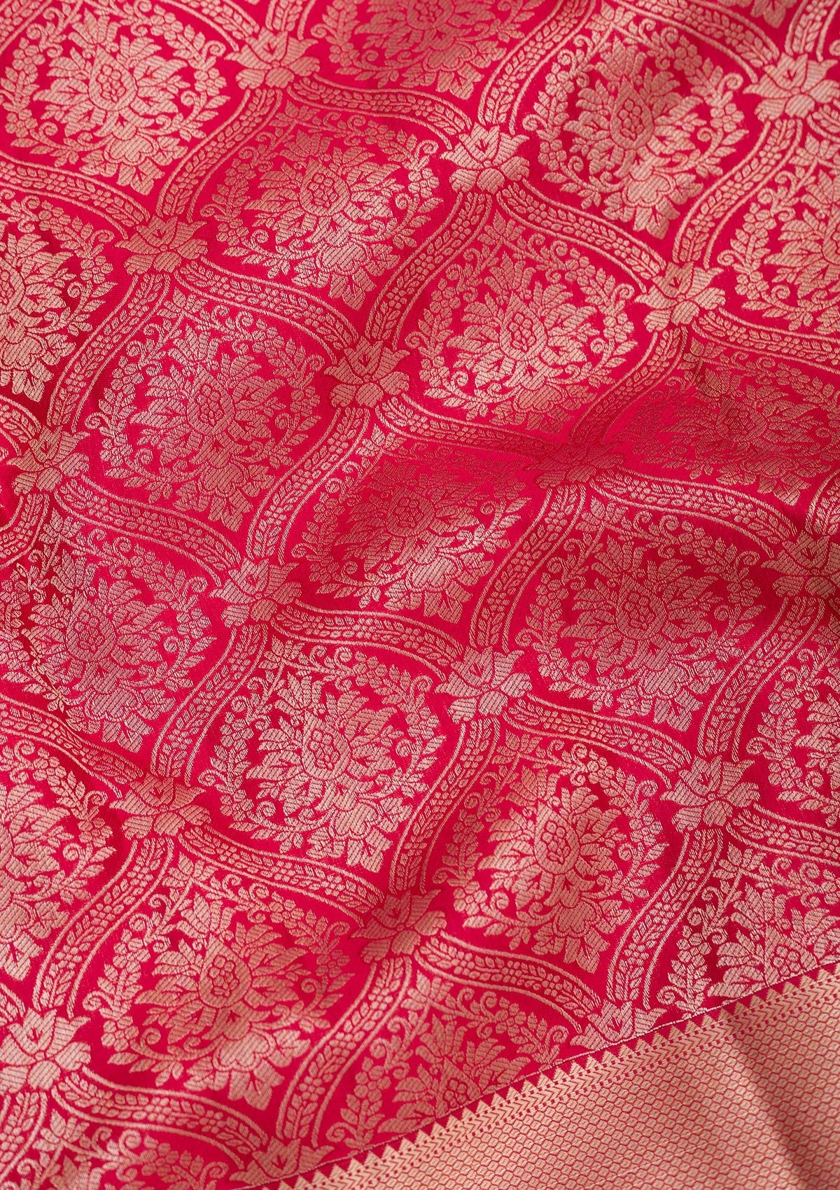 Red Zariwork Pure Silk Saree-Koskii