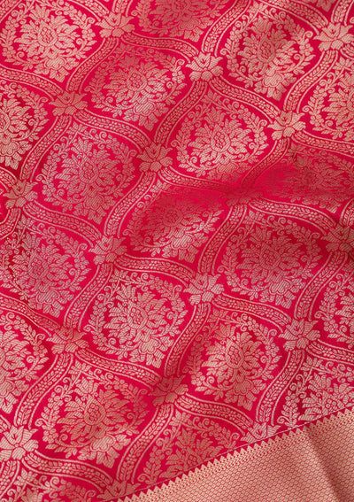 Red Zariwork Pure Silk Saree-Koskii