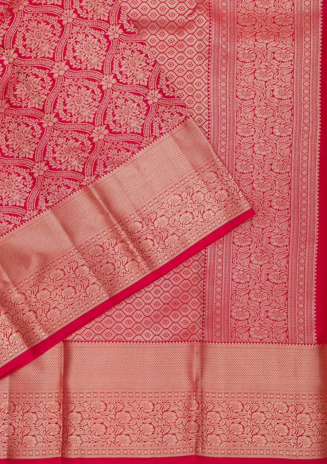 Red Zariwork Pure Silk Saree-Koskii