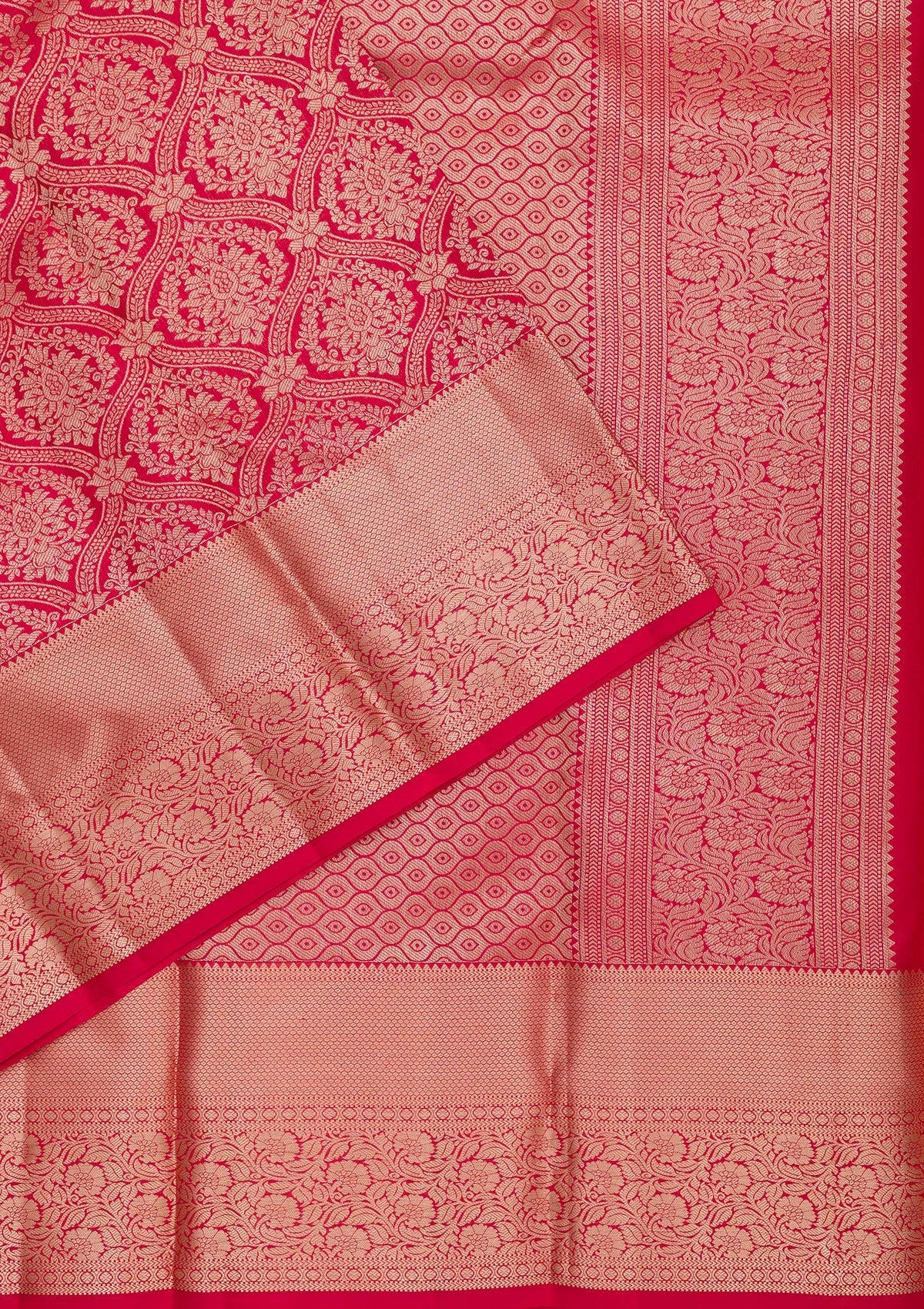 Red Zariwork Pure Silk Saree-Koskii