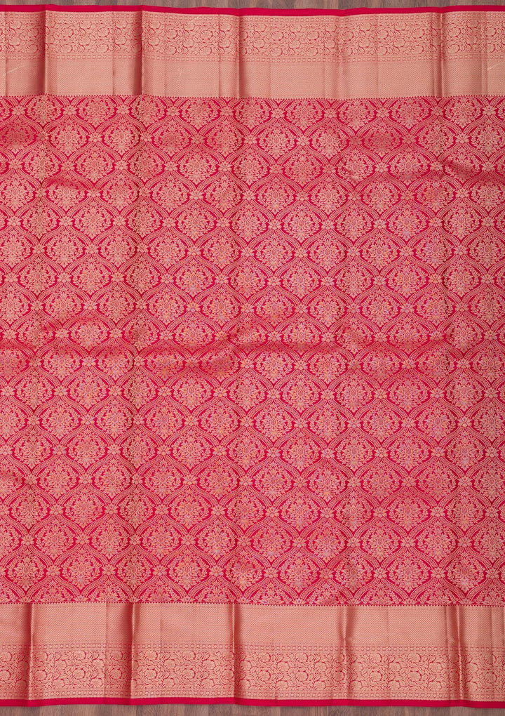 Red Zariwork Pure Silk Saree-Koskii