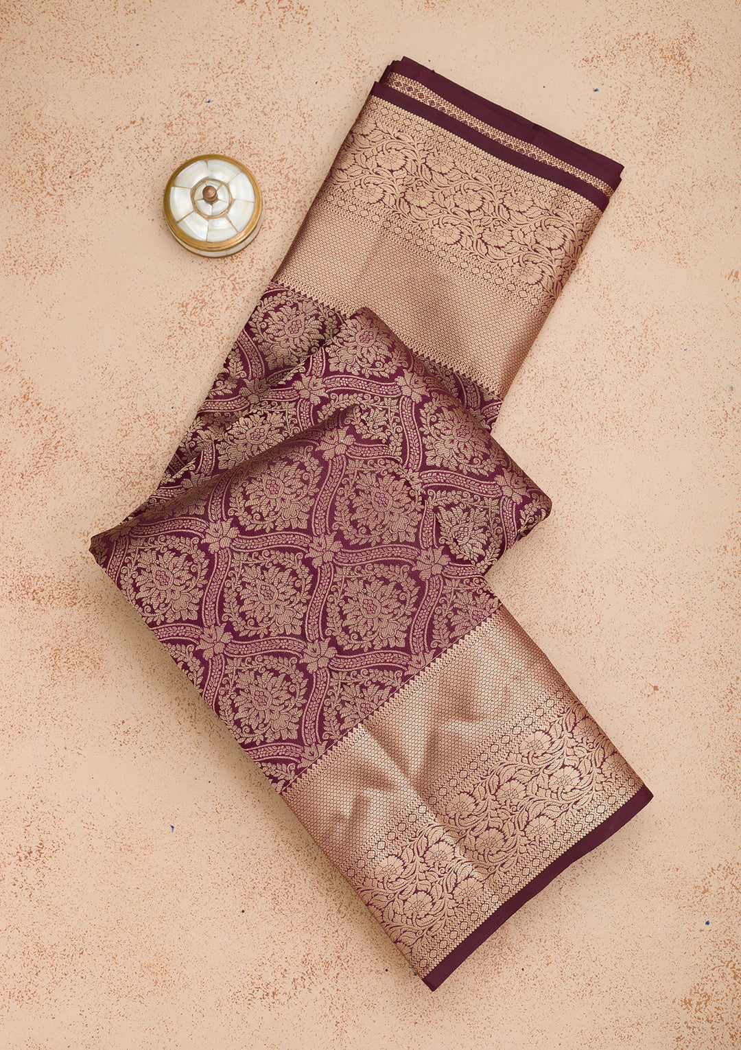 Wine Zariwork Pure Silk Saree-Koskii