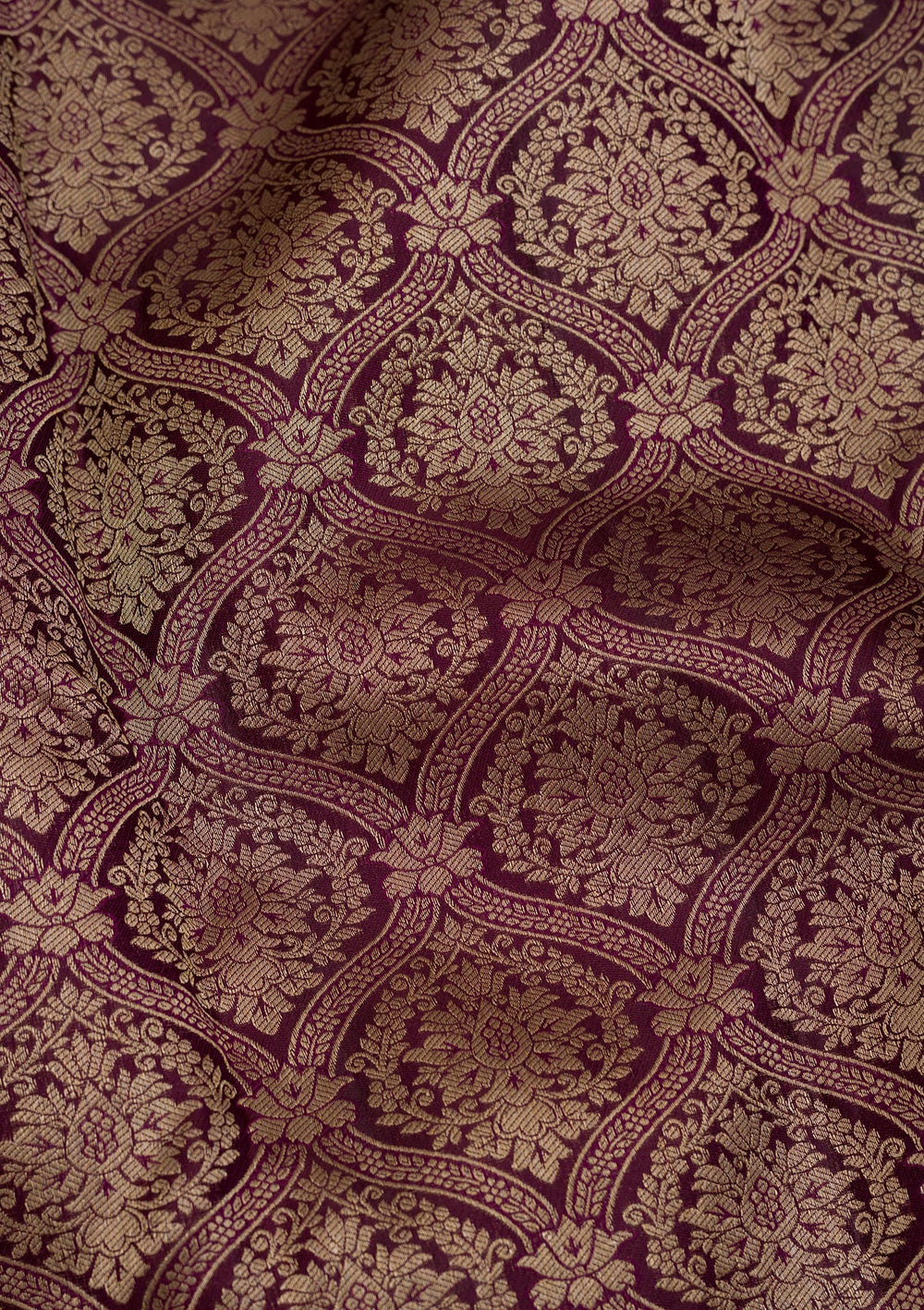 Wine Zariwork Pure Silk Saree-Koskii