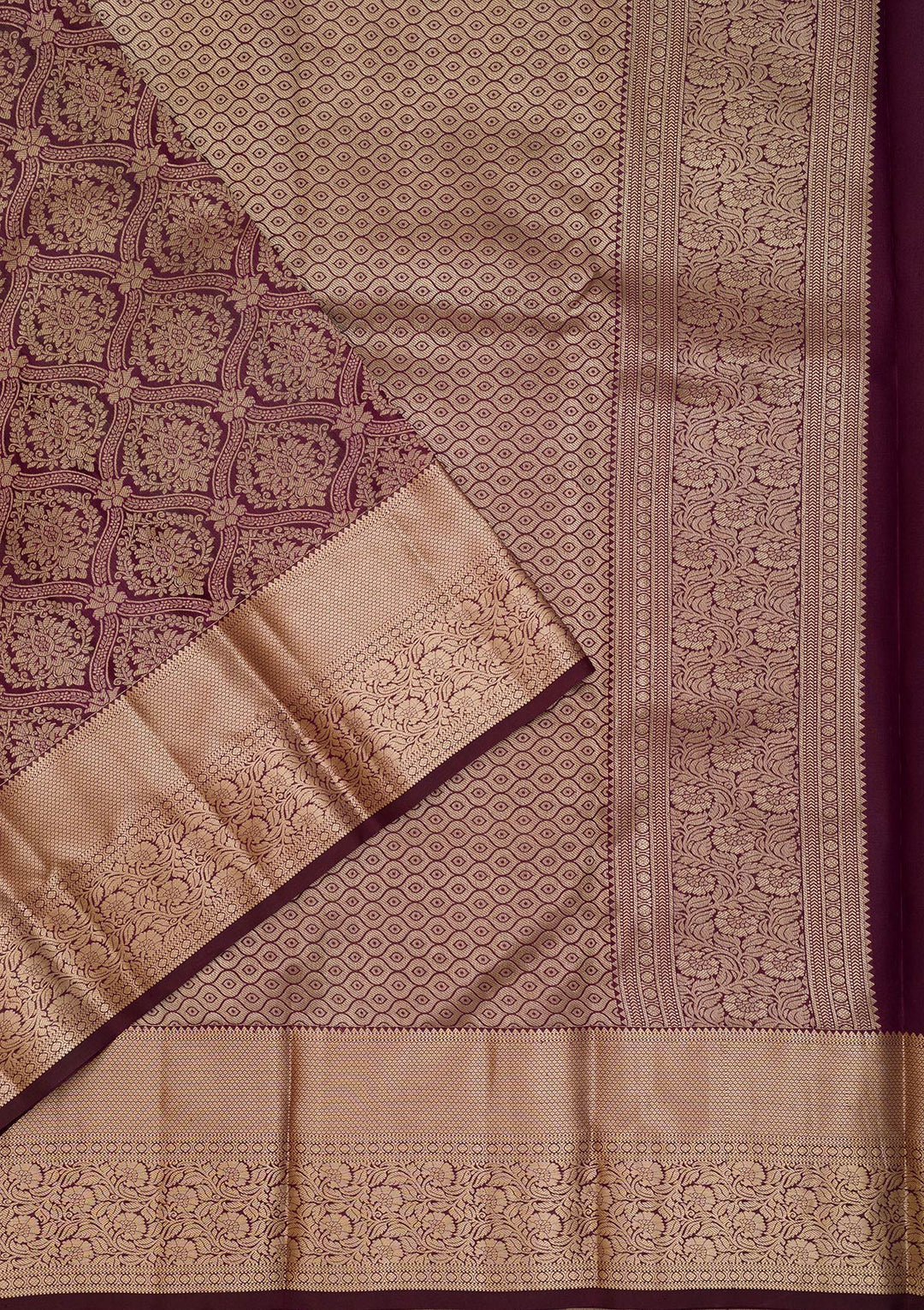 Wine Zariwork Pure Silk Saree-Koskii