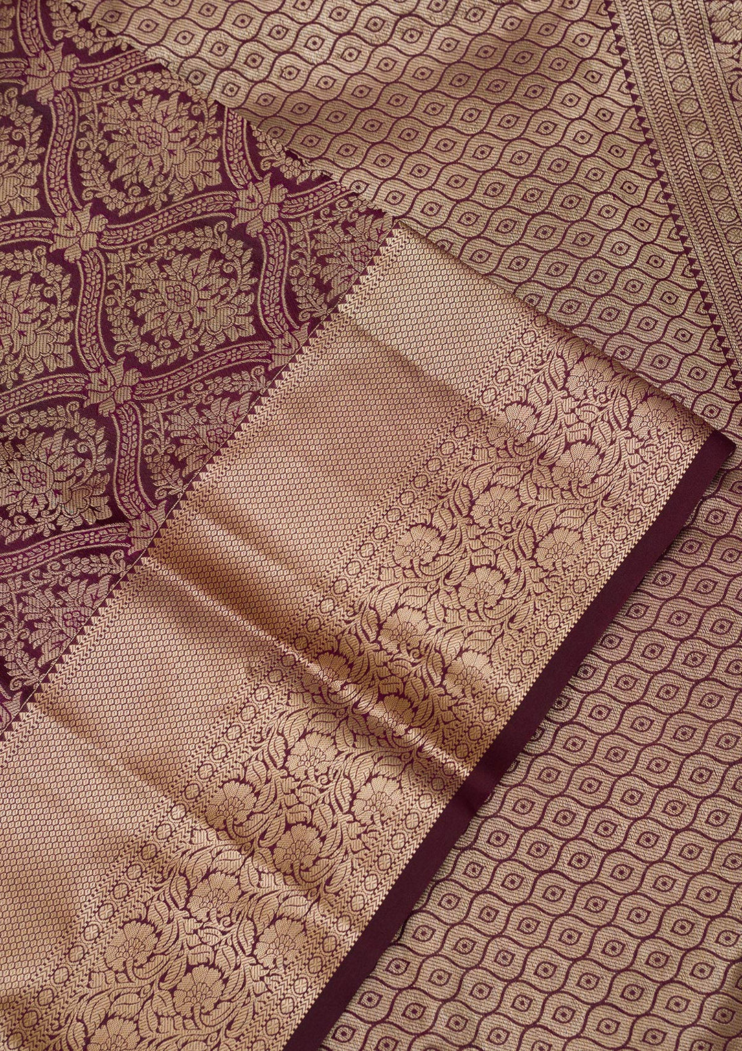 Wine Zariwork Pure Silk Saree-Koskii