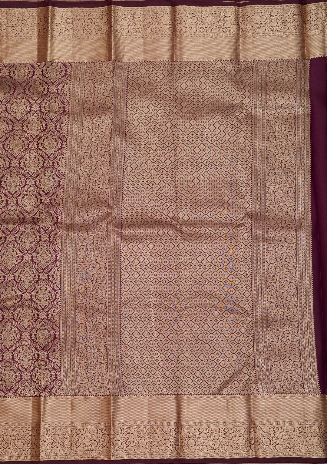 Wine Zariwork Pure Silk Saree-Koskii