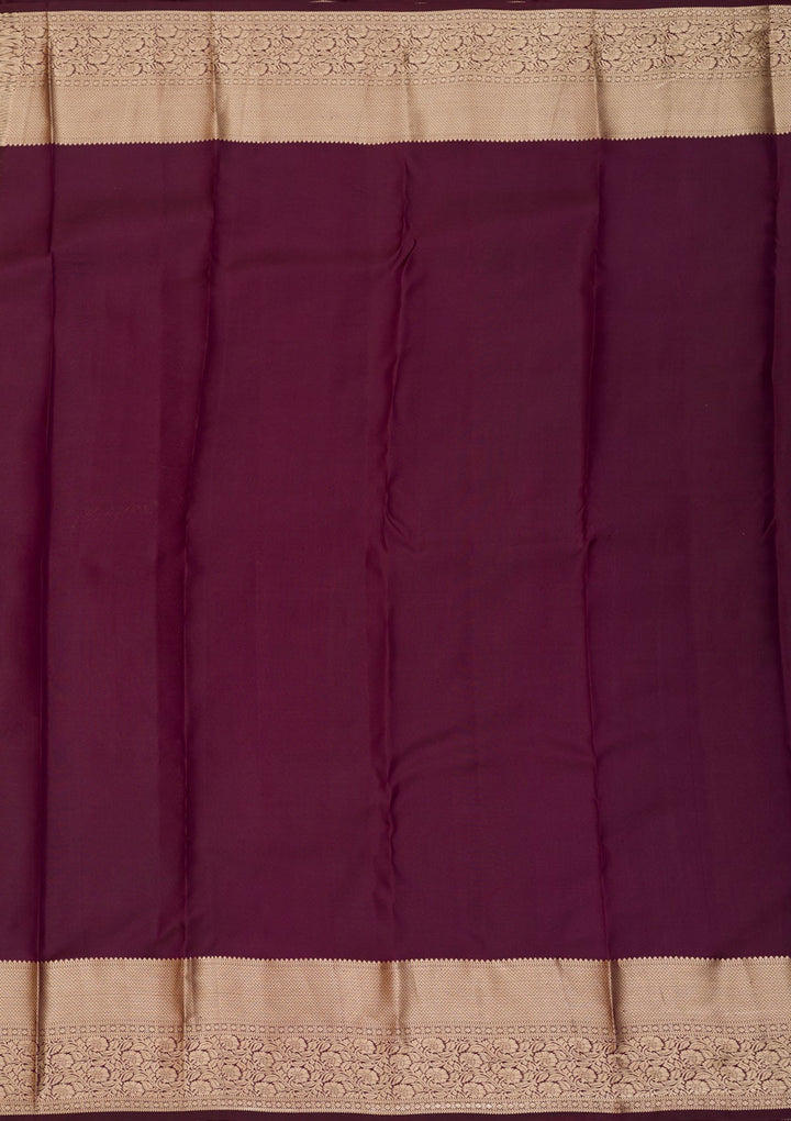 Wine Zariwork Pure Silk Saree-Koskii