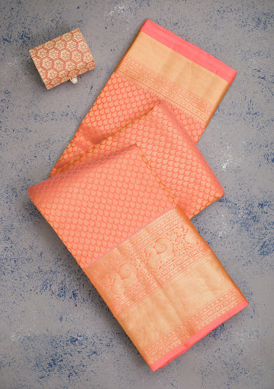 Orange Zariwork Pure Silk Saree-koskii