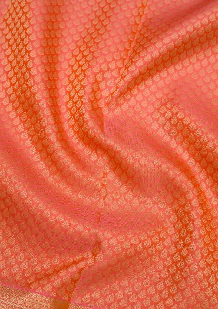 Orange Zariwork Pure Silk Saree-koskii
